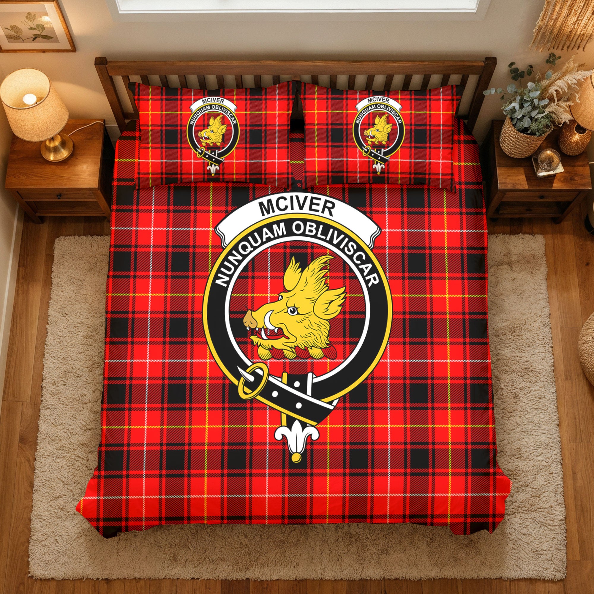 McIver Modern Tartan Crest Bedding Set