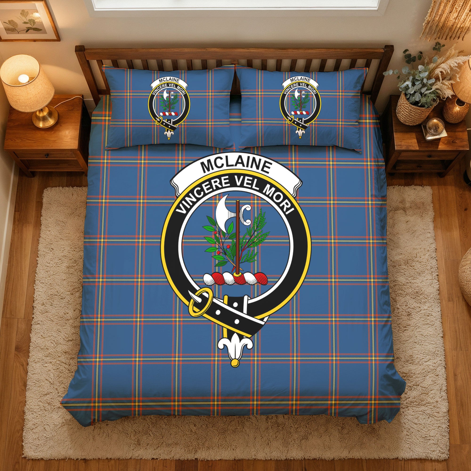 McLaine of Loch Buie Hunting Ancient Tartan Crest Bedding Set