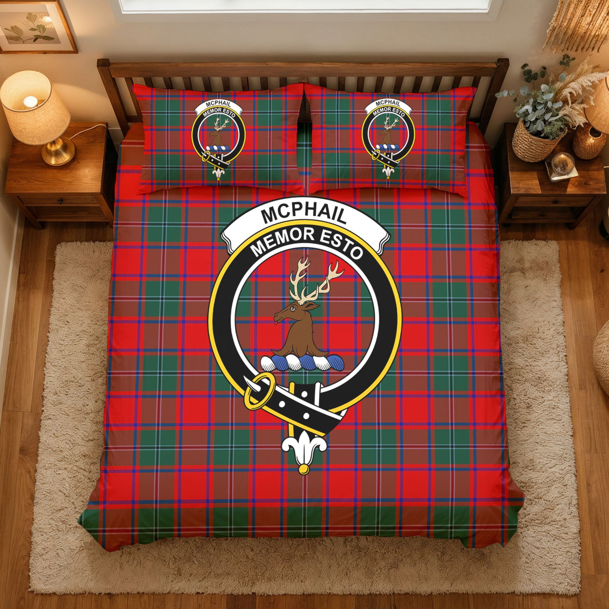 McPhail Clan Tartan Crest Bedding Set