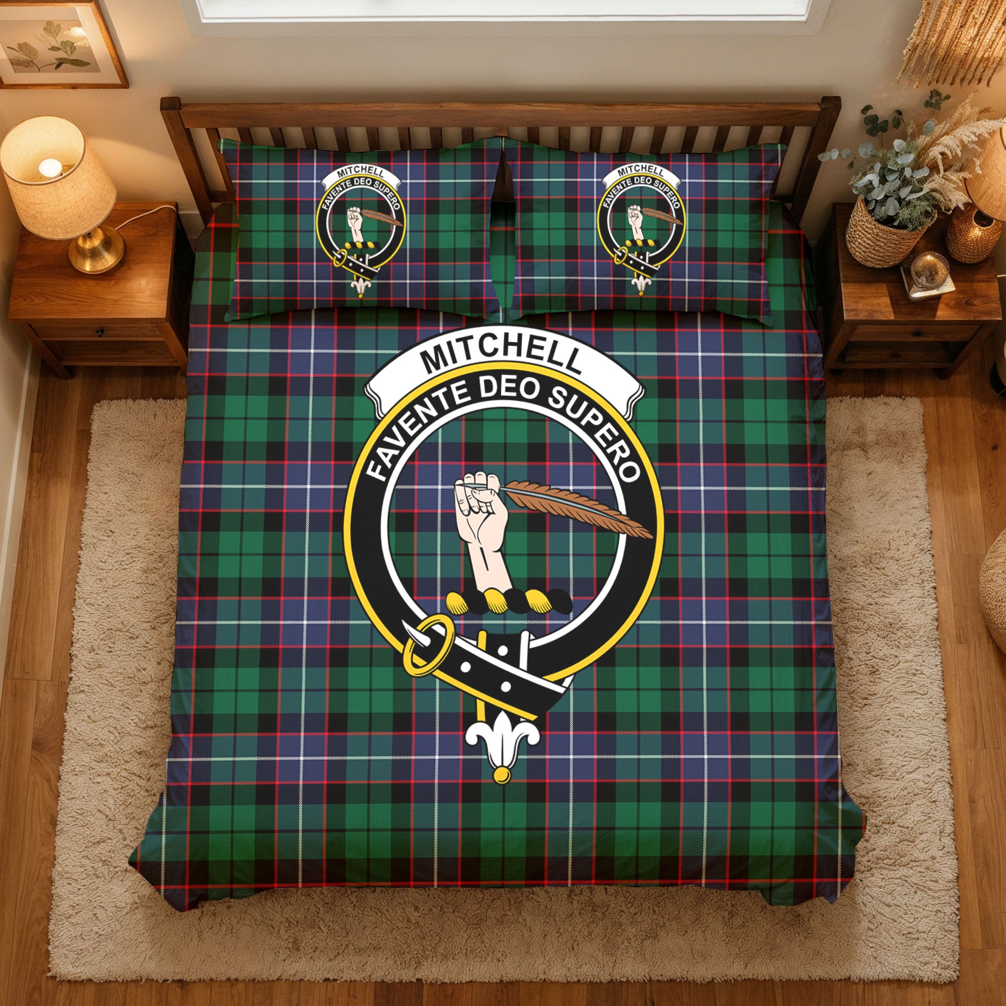 Mitchell Modern Tartan Crest Bedding Set