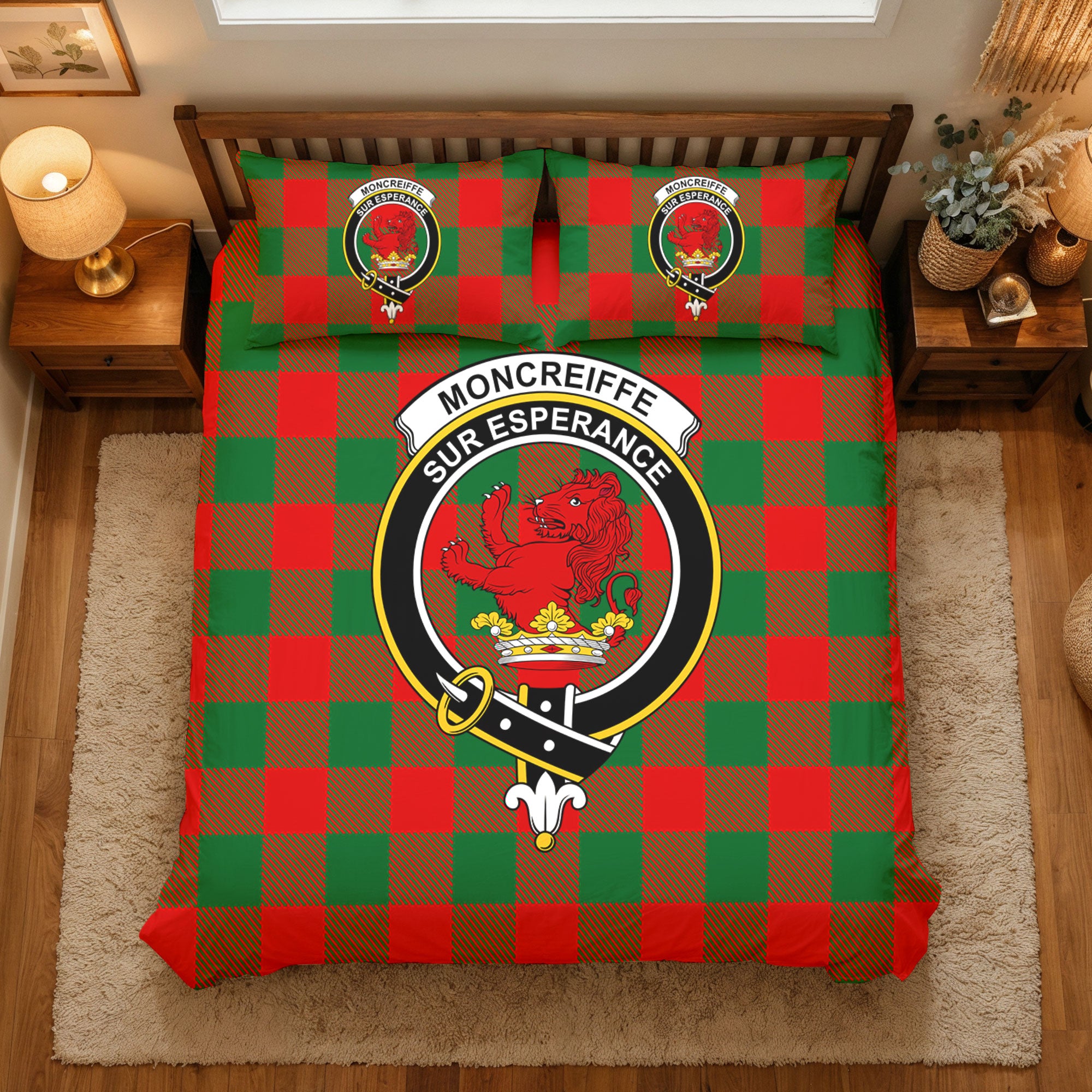 Moncreiffe (or Moncreiff) Tartan Crest Bedding Set