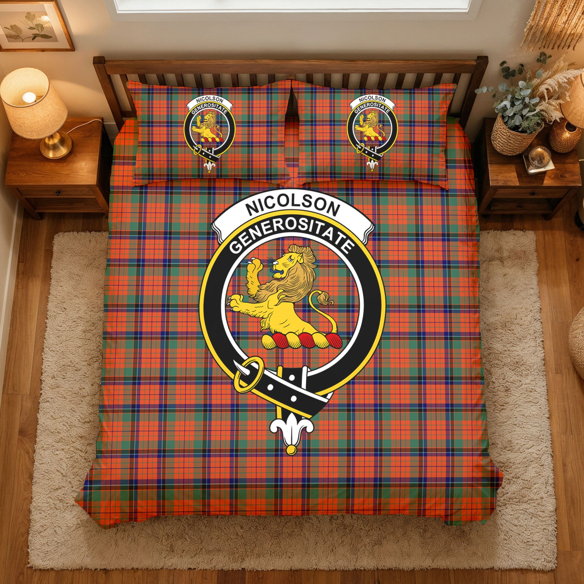 Nicolson Ancient Tartan Crest Bedding Set