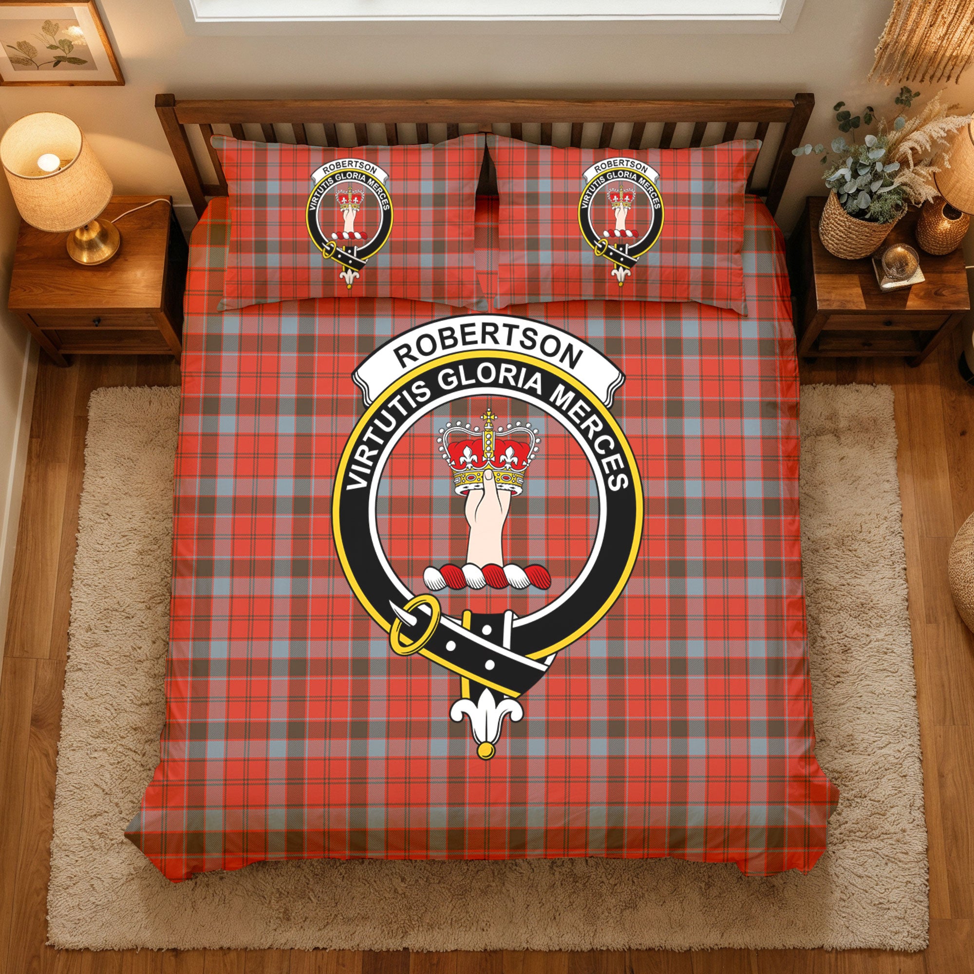 Robertson Weathered Tartan Crest Bedding Set