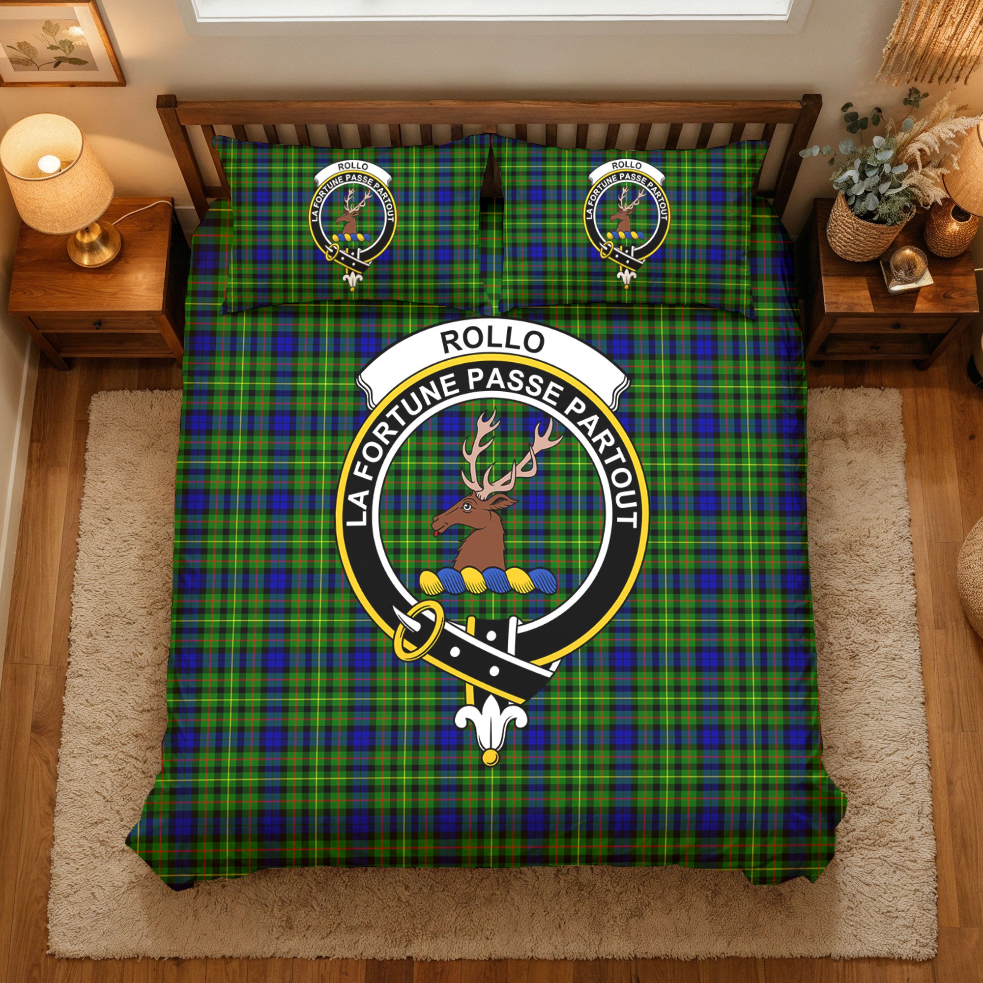 Rollo Modern Tartan Crest Bedding Set