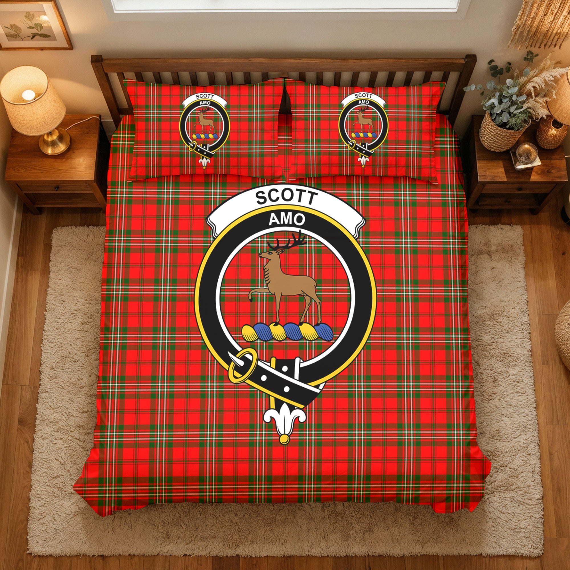 Scott Modern Tartan Crest Bedding Set