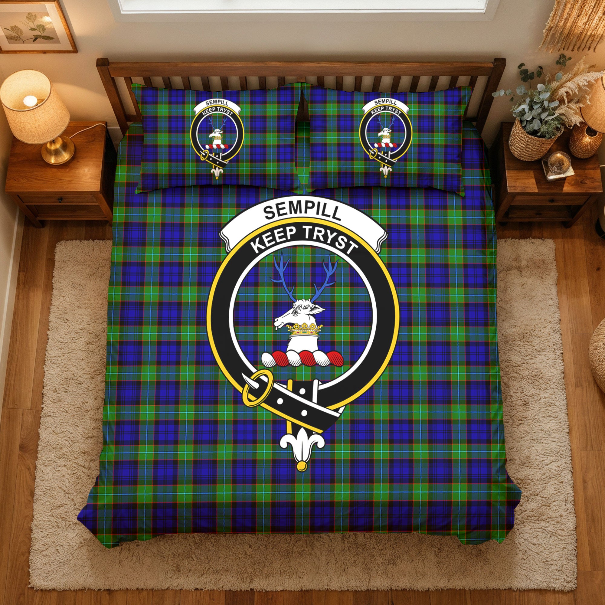 Sempill Modern Tartan Crest Bedding Set