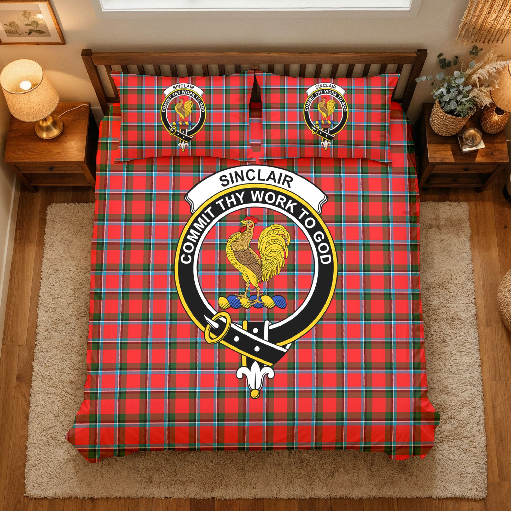 Sinclair Modern Tartan Crest Bedding Set