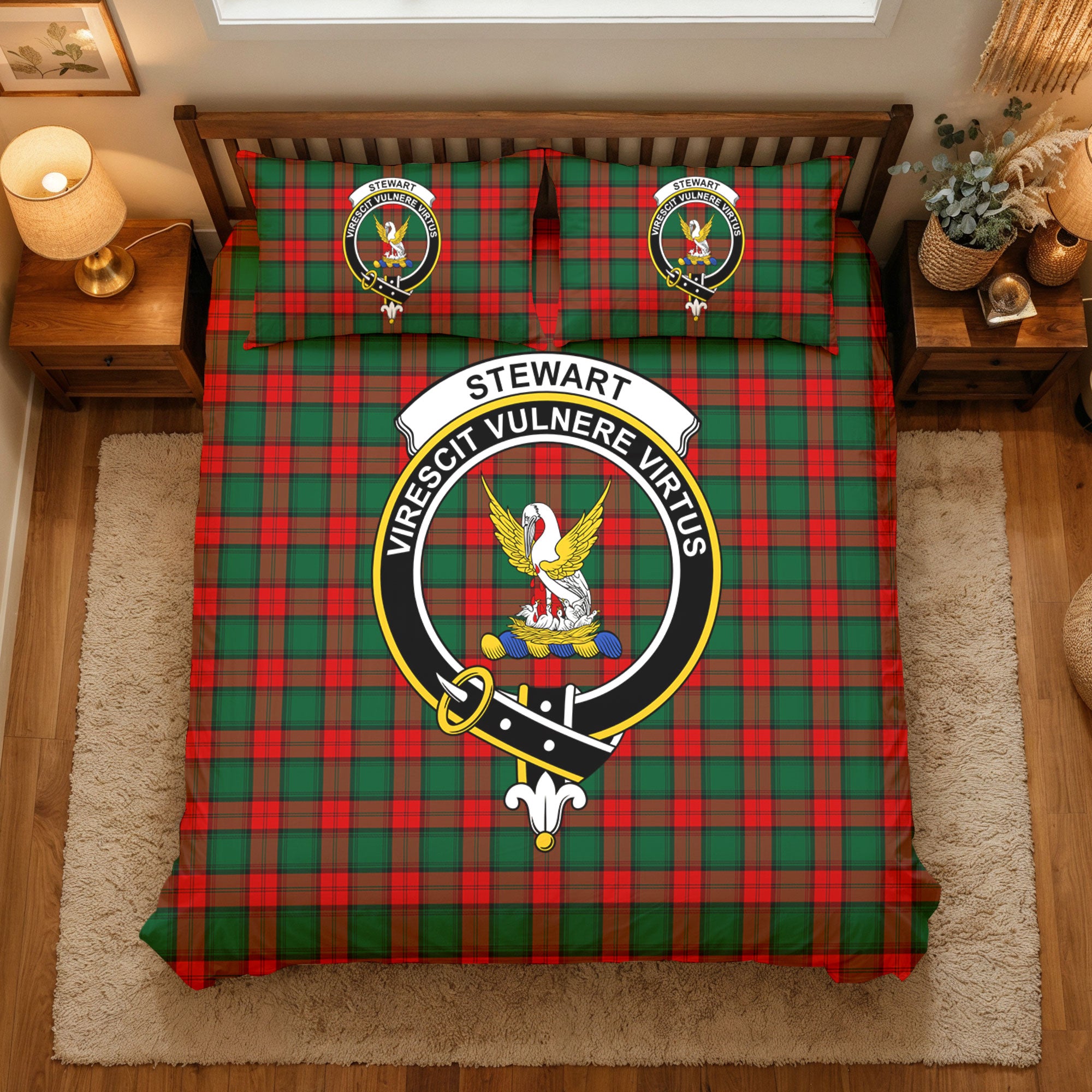 Stewart Atholl Modern Tartan Crest Bedding Set