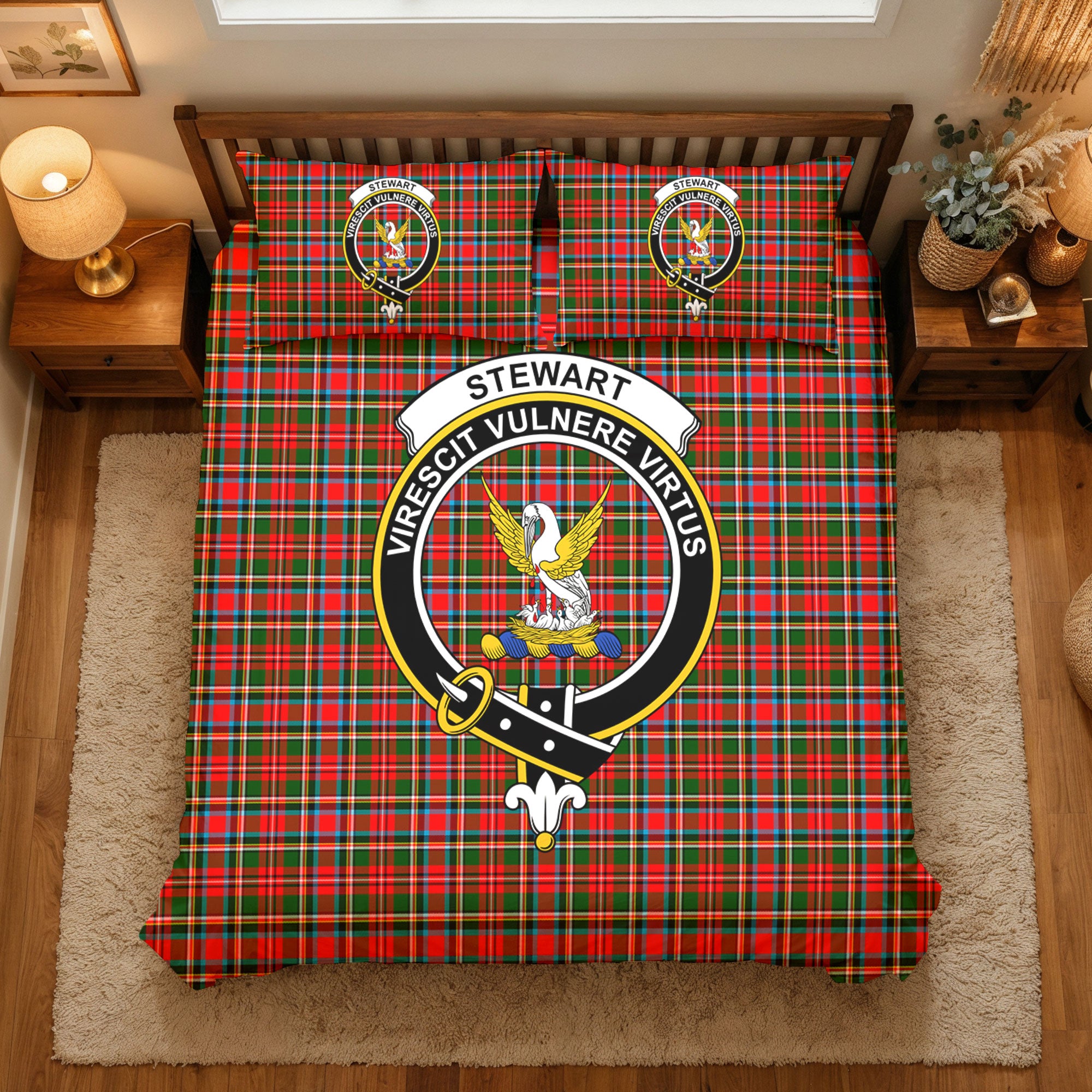 Stewart Royal Tartan Crest Bedding Set