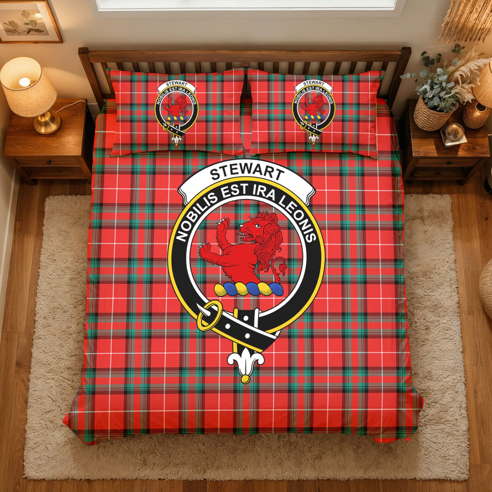 Stewart (Stuart) of Bute Tartan Crest Bedding Set