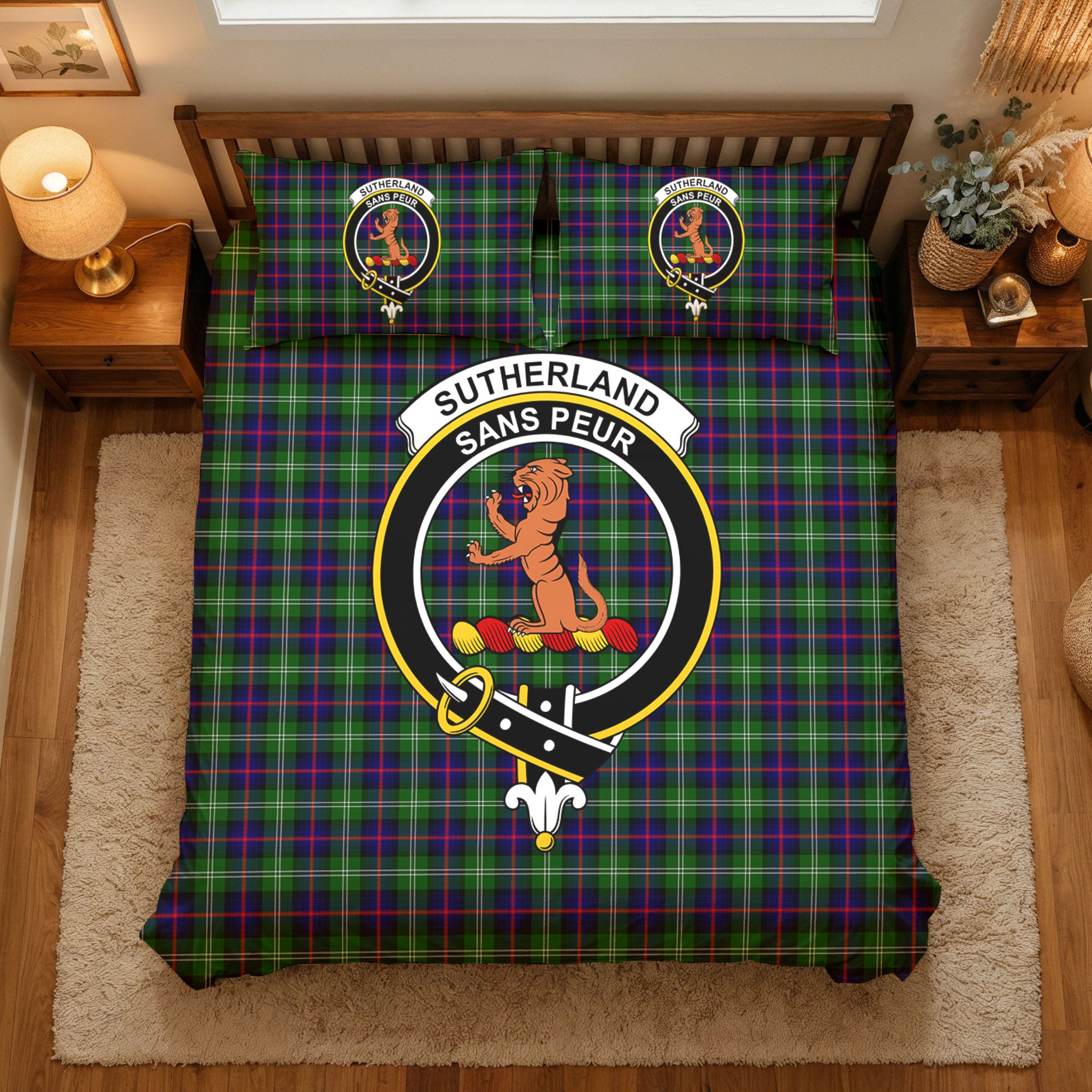 Sutherland Modern Tartan Crest Bedding Set