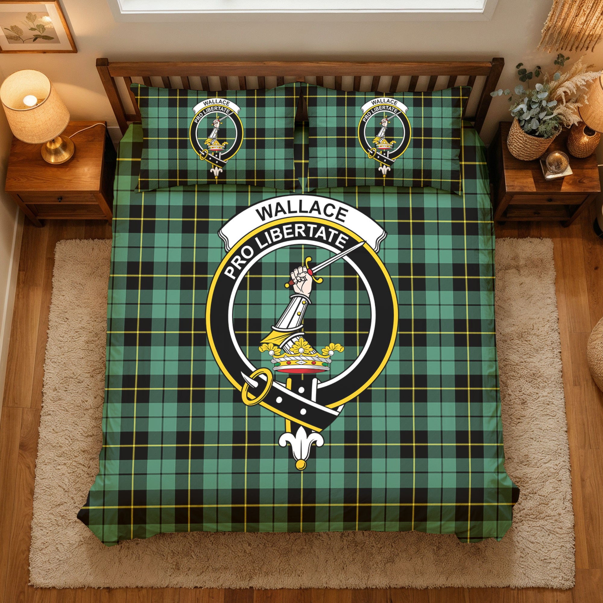 Wallace Hunting Ancient Tartan Crest Bedding Set