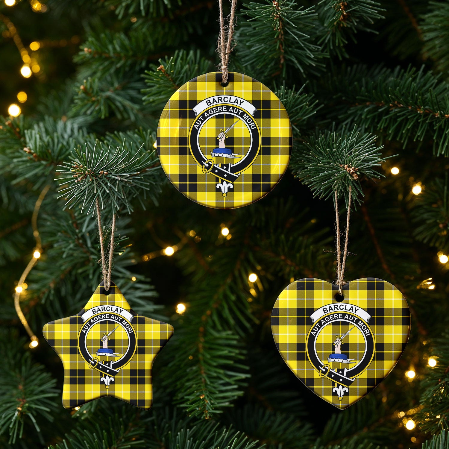 Barclay Dress Modern Tartan Crest Christmas Ceramic Ornament
