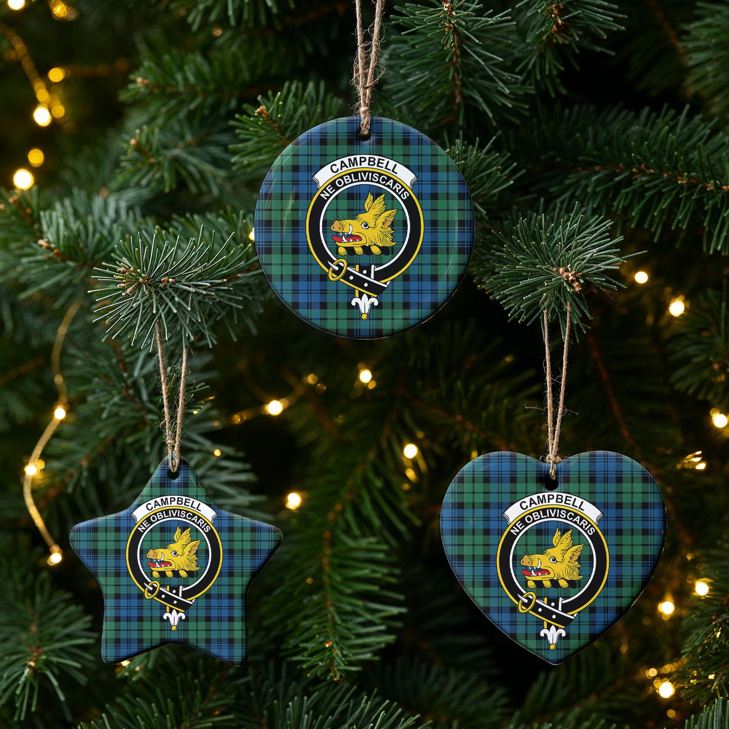 Campbell Ancient 02 Tartan Crest Christmas Ceramic Ornament