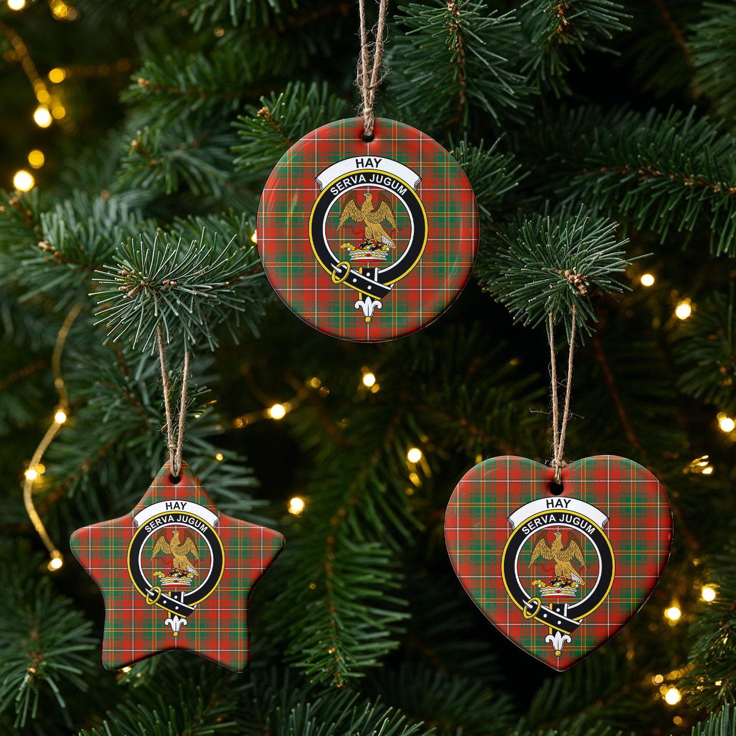 Hay Ancient Tartan Crest Christmas Ceramic Ornament