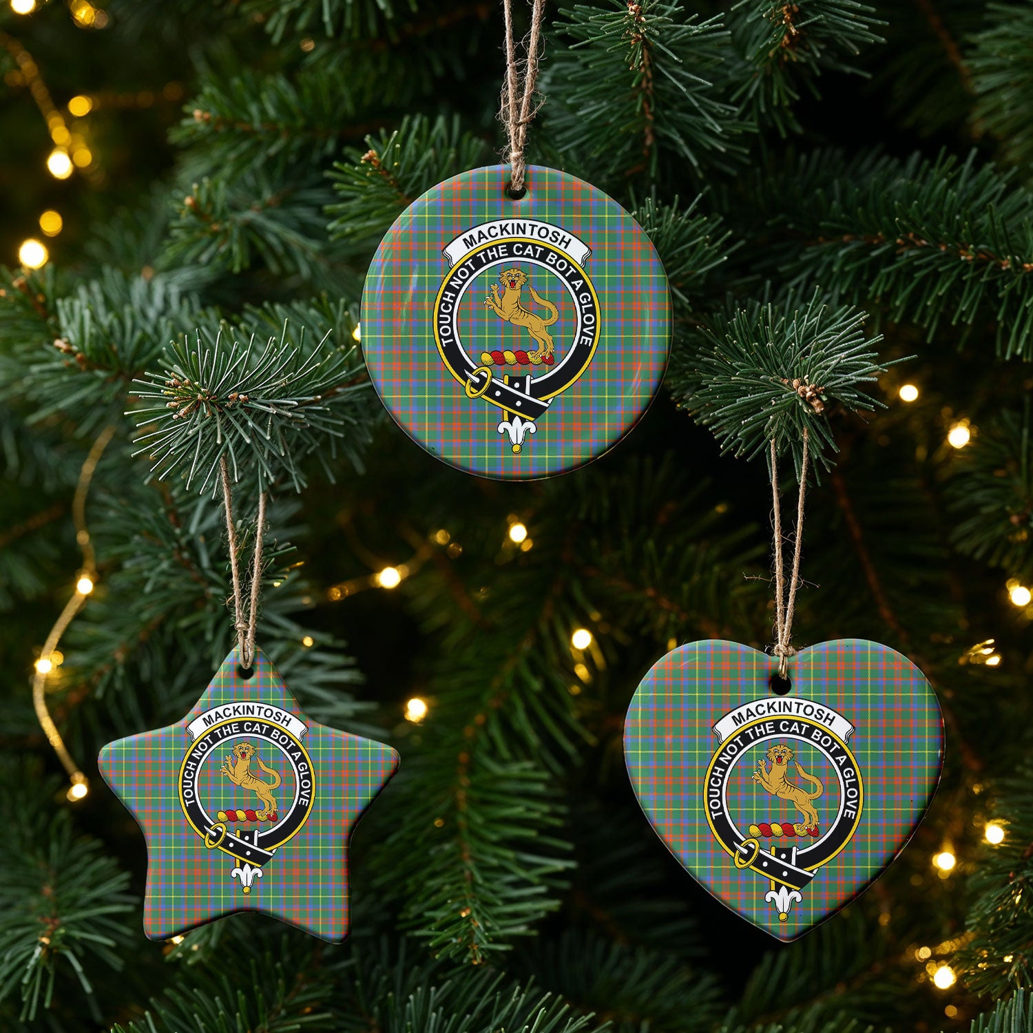 MacKintosh Hunting Ancient Tartan Crest Christmas Ceramic Ornament