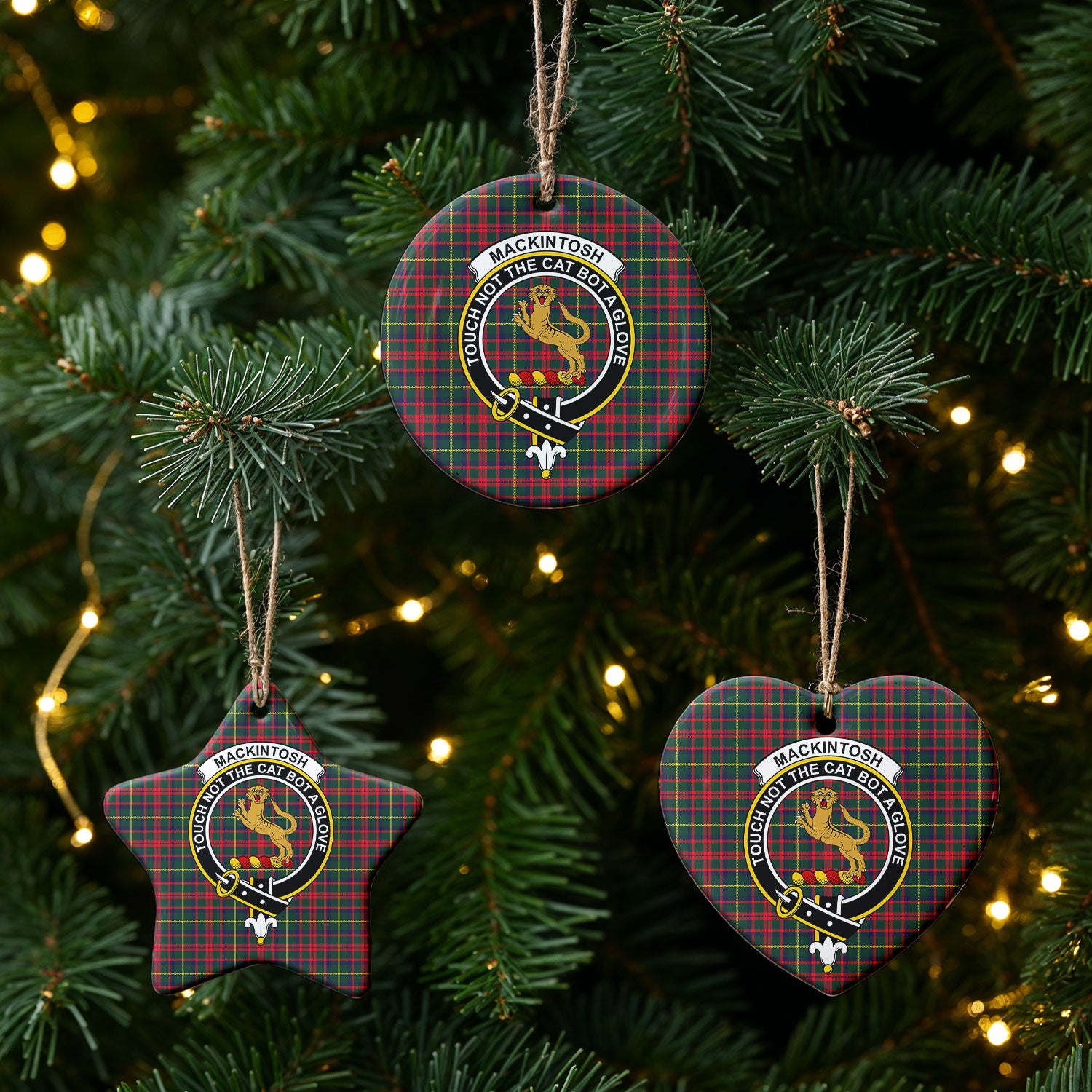 MacKintosh Hunting Modern Tartan Crest Christmas Ceramic Ornament