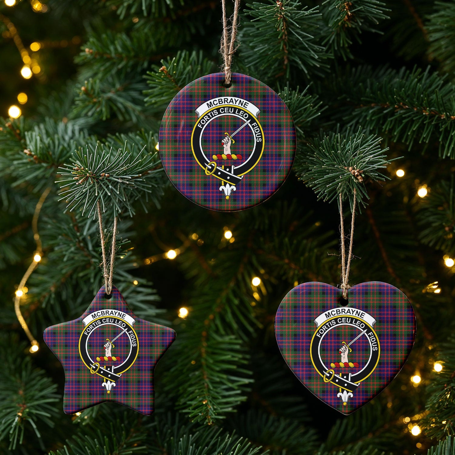 McBrayne Tartan Crest Christmas Ceramic Ornament