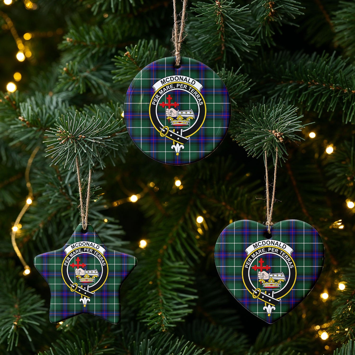 McDonald of the Isles Hunting Modern Tartan Crest Christmas Ceramic Ornament