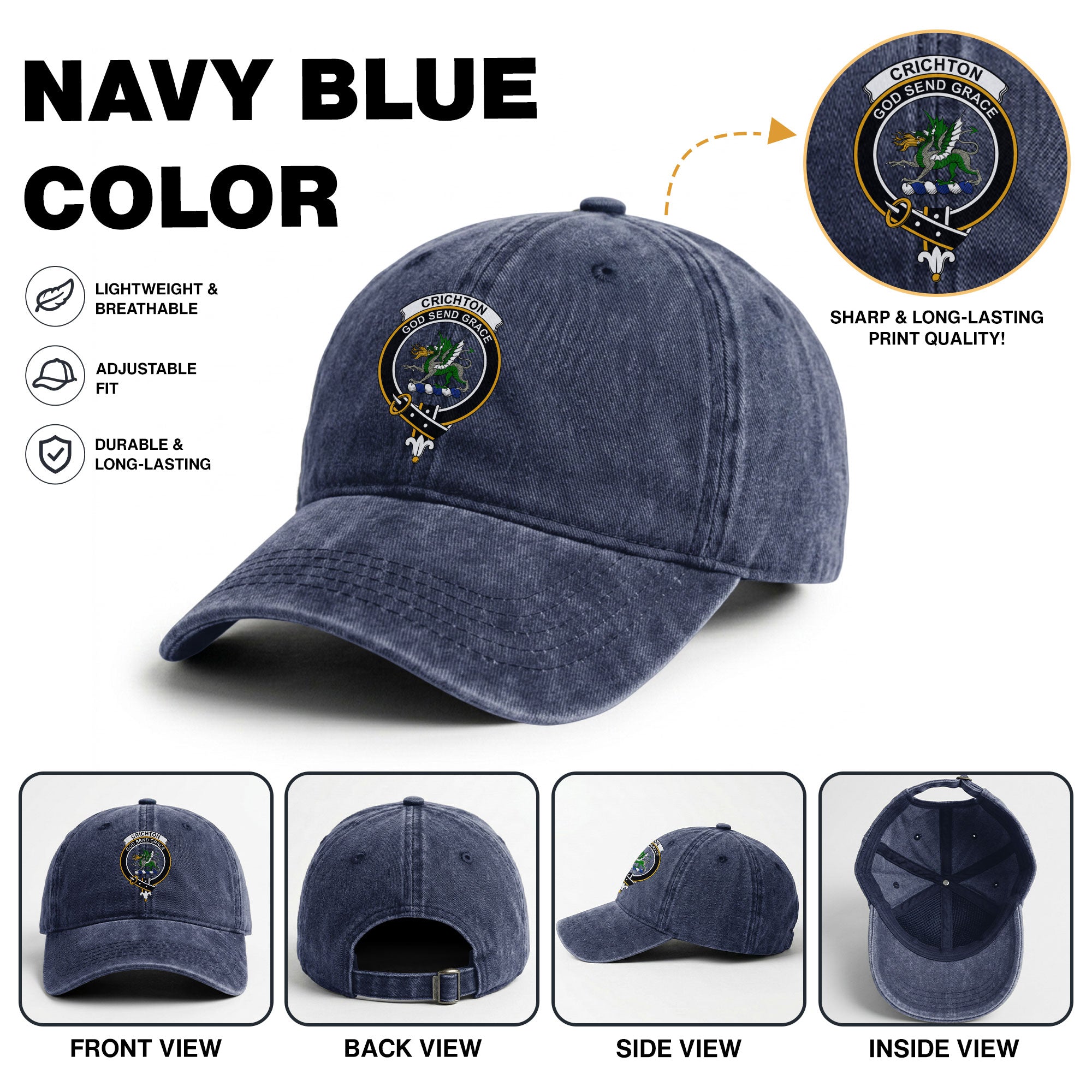 Crichton Crest Washed Classic Cap