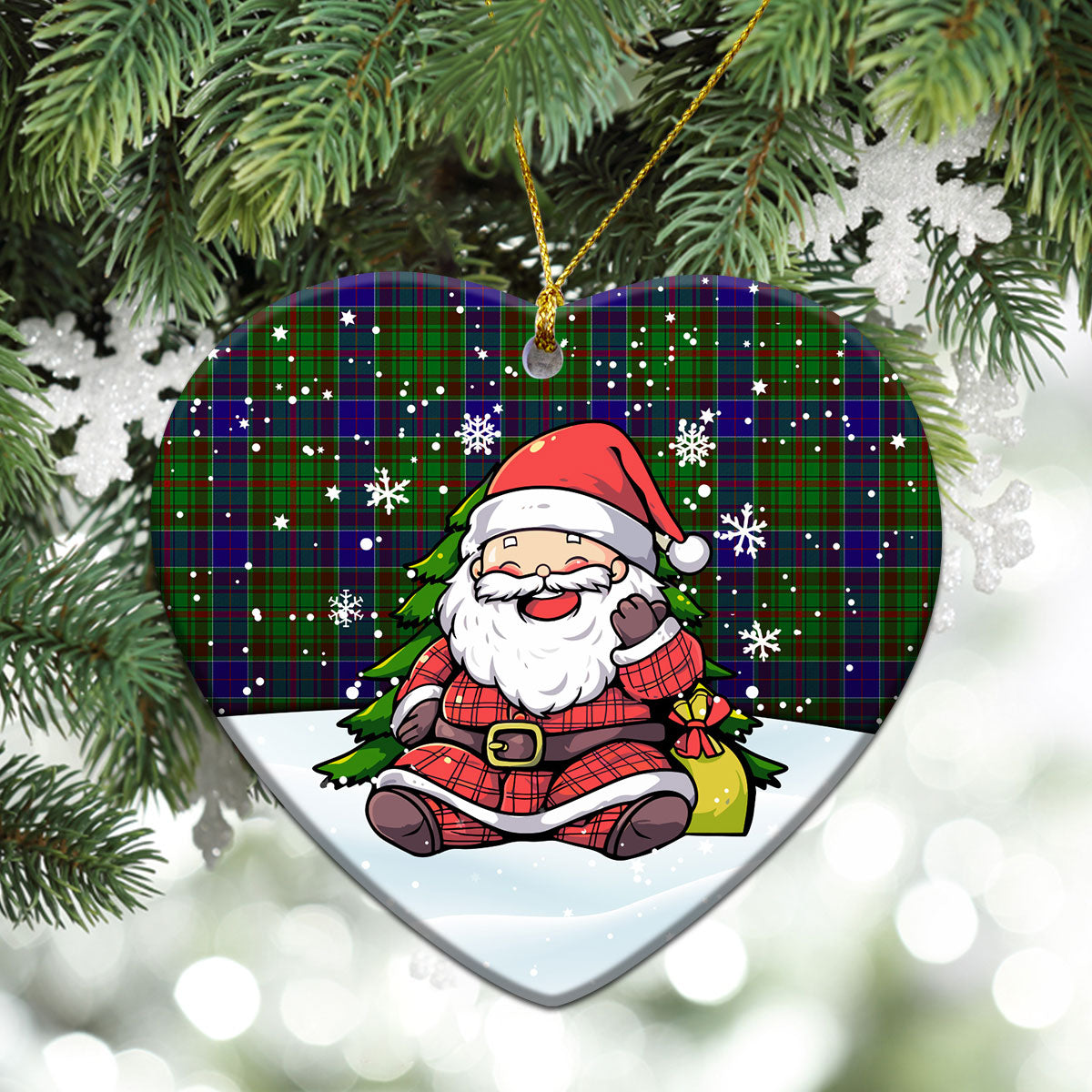 Adam Tartan Christmas Ceramic Ornament - Scottish Santa Style