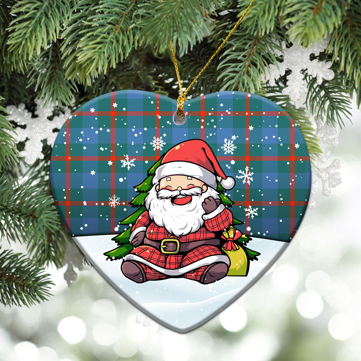 Agnew Ancient Tartan Christmas Ceramic Ornament - Scottish Santa Style