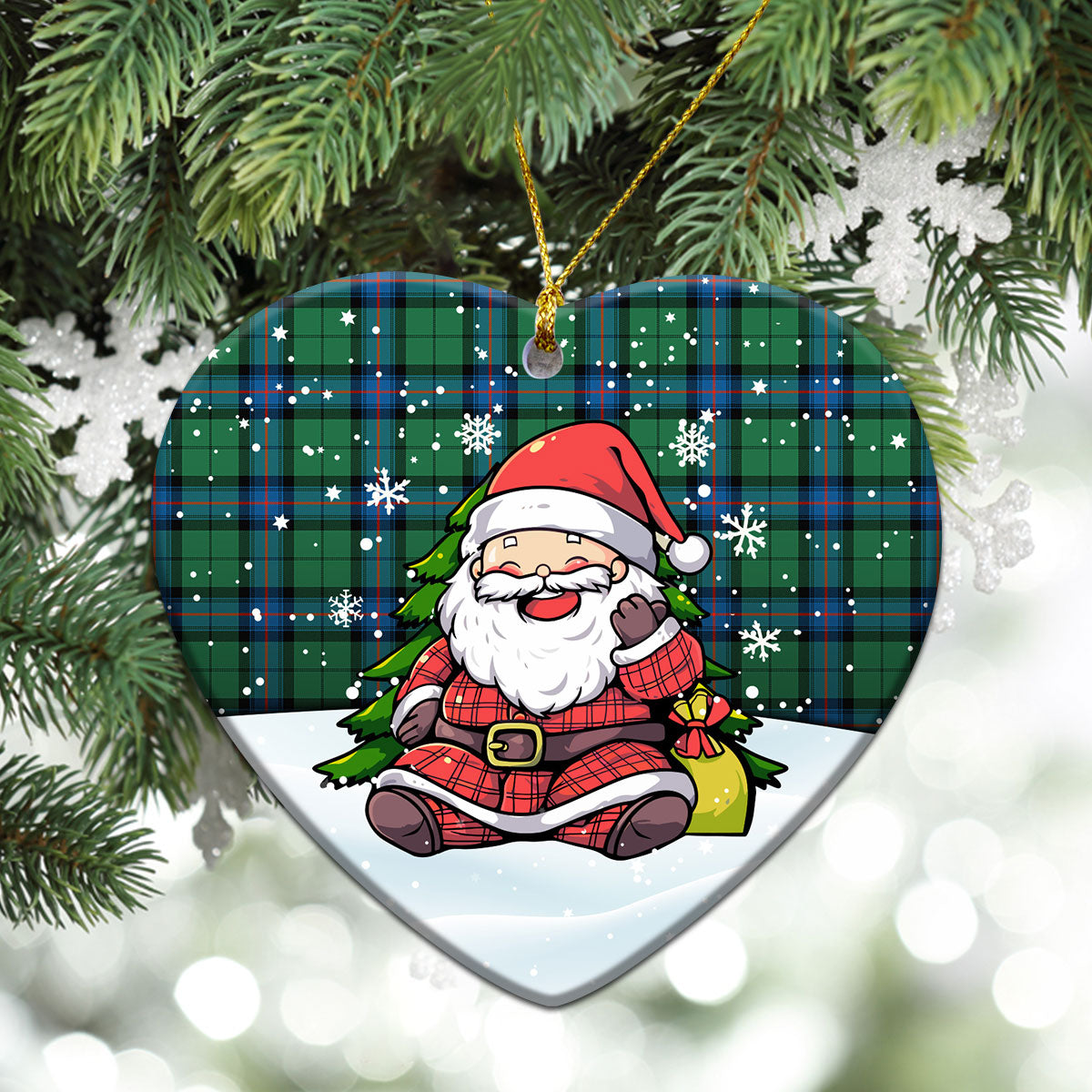 Armstrong Ancient Tartan Christmas Ceramic Ornament - Scottish Santa Style