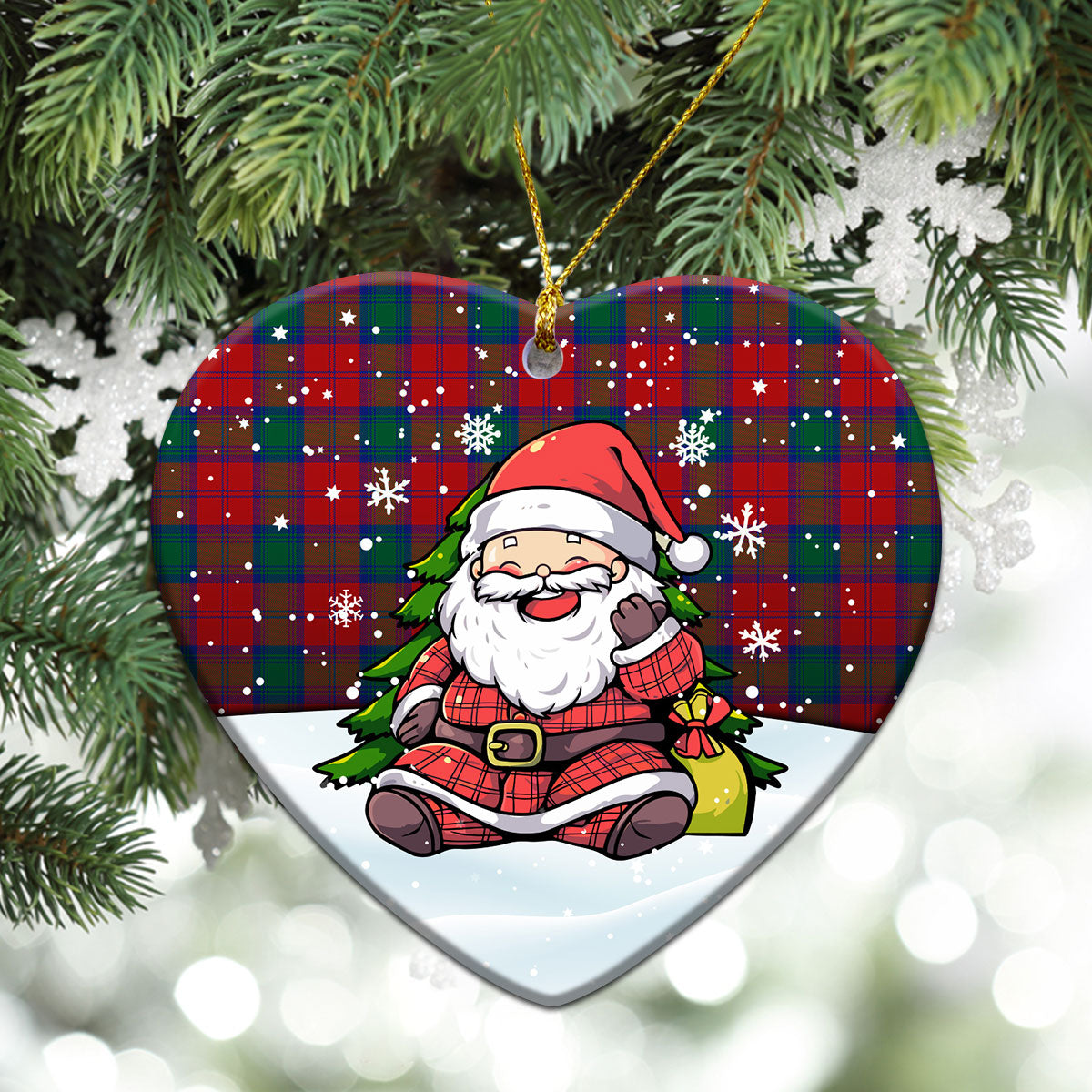 Auchinleck Tartan Christmas Ceramic Ornament - Scottish Santa Style