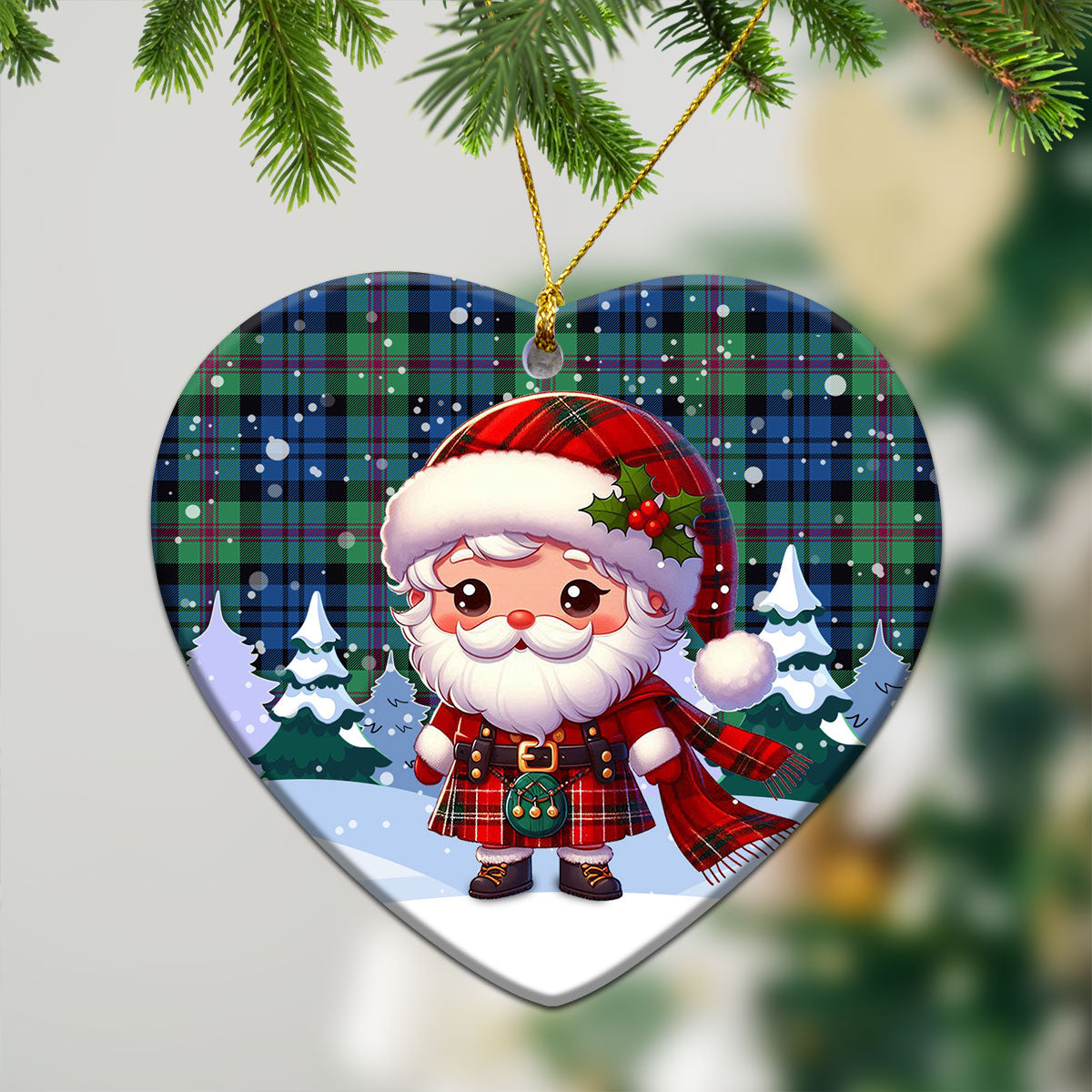 Baird Ancient Tartan Christmas Ceramic Ornament - Santa Claus In Kilt Style