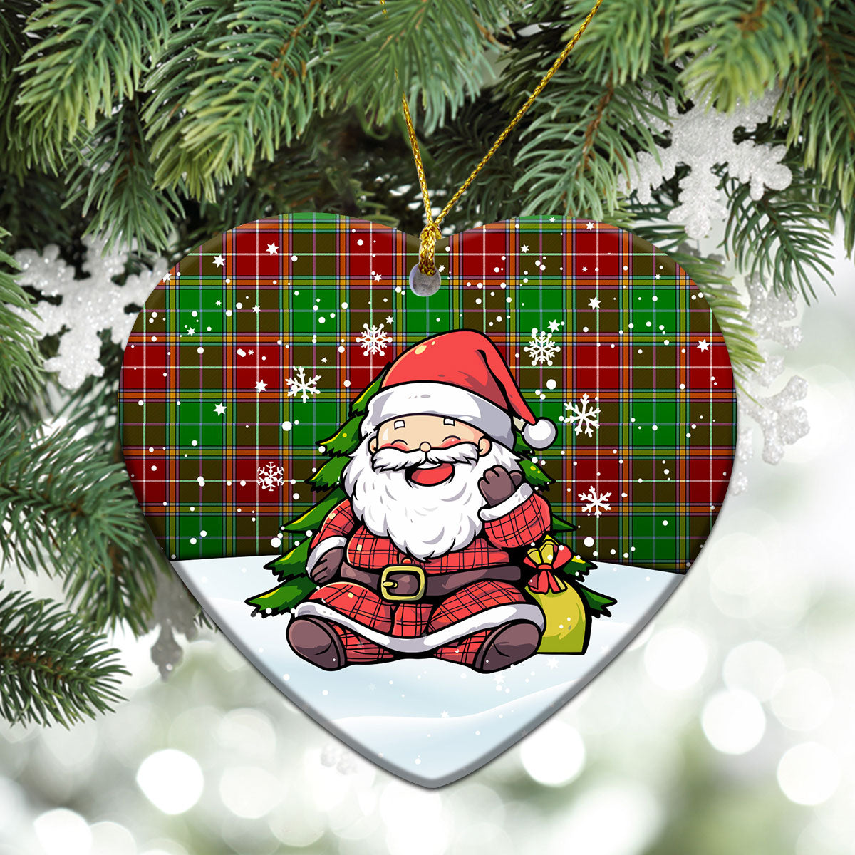 Baxter Modern Tartan Christmas Ceramic Ornament - Scottish Santa Style