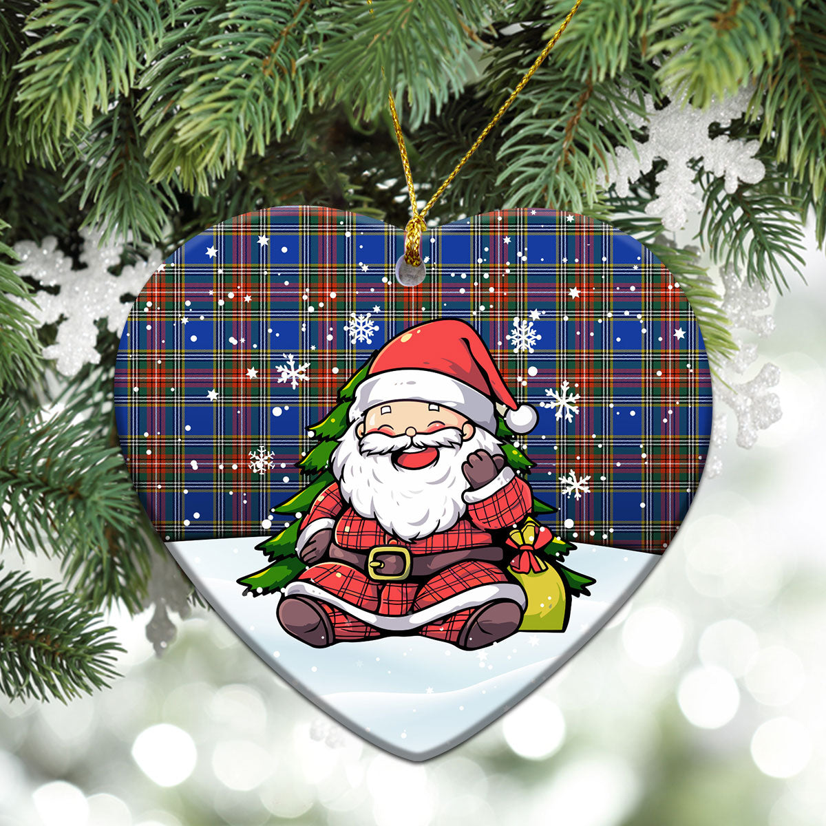 Bethune Ancient Tartan Christmas Ceramic Ornament - Scottish Santa Style