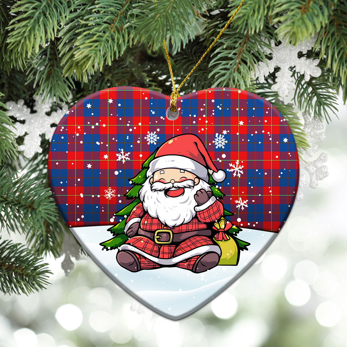 Blane Tartan Christmas Ceramic Ornament - Scottish Santa Style