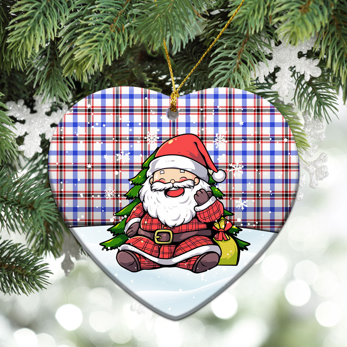 Boswell Modern Tartan Christmas Ceramic Ornament - Scottish Santa Style