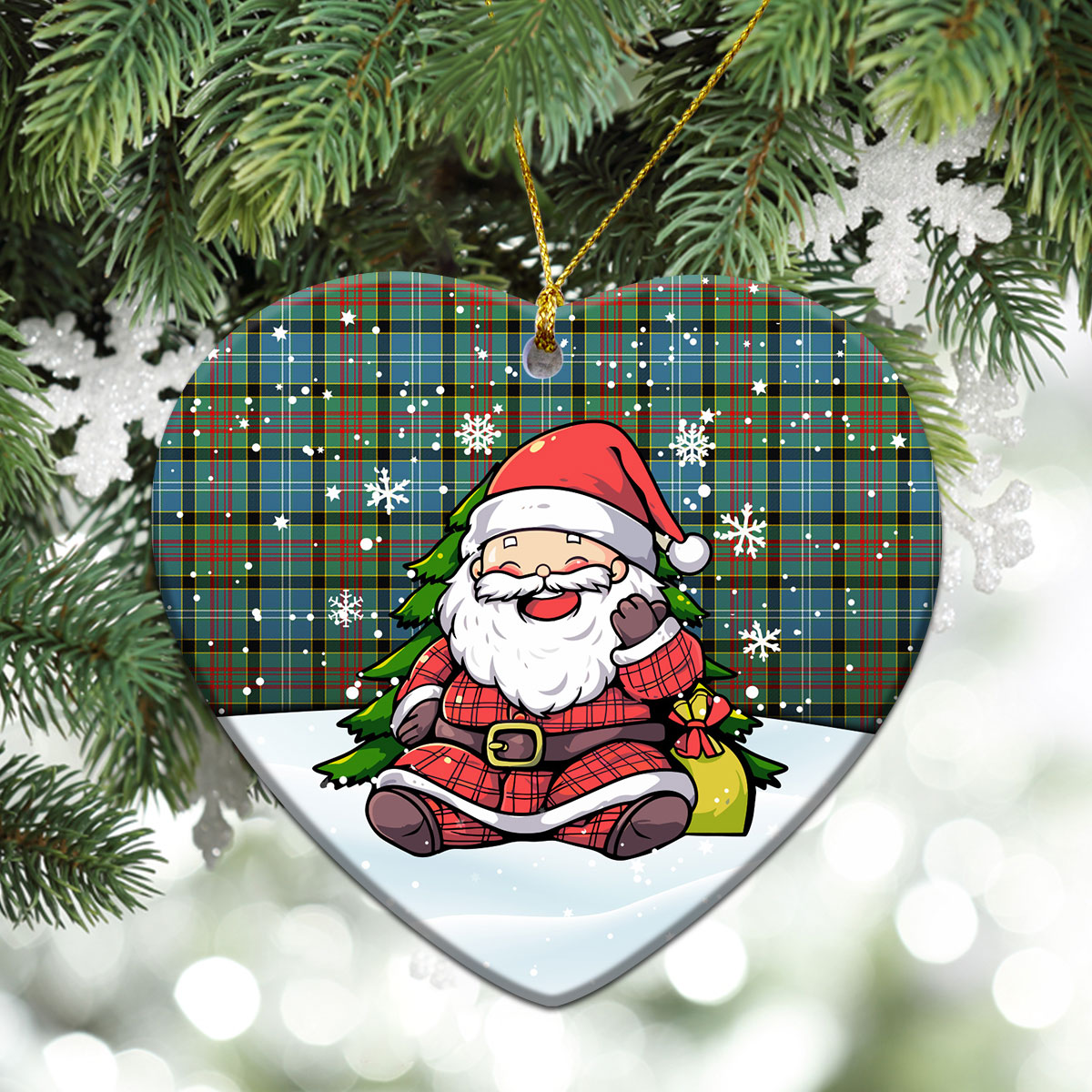 Brisbane Tartan Christmas Ceramic Ornament - Scottish Santa Style