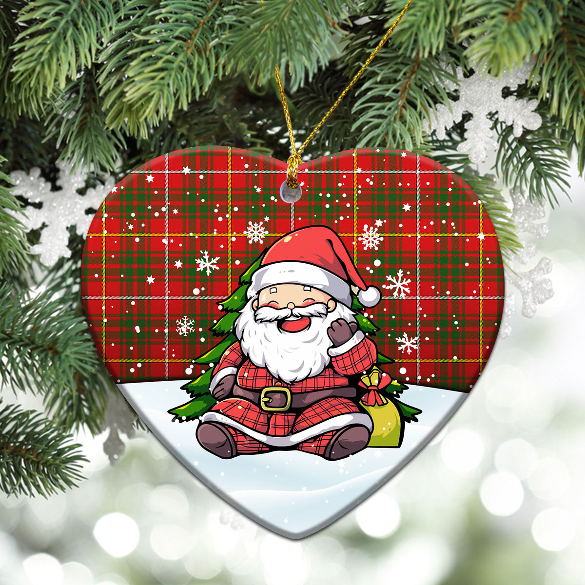 Bruce Modern Tartan Christmas Ceramic Ornament - Scottish Santa Style