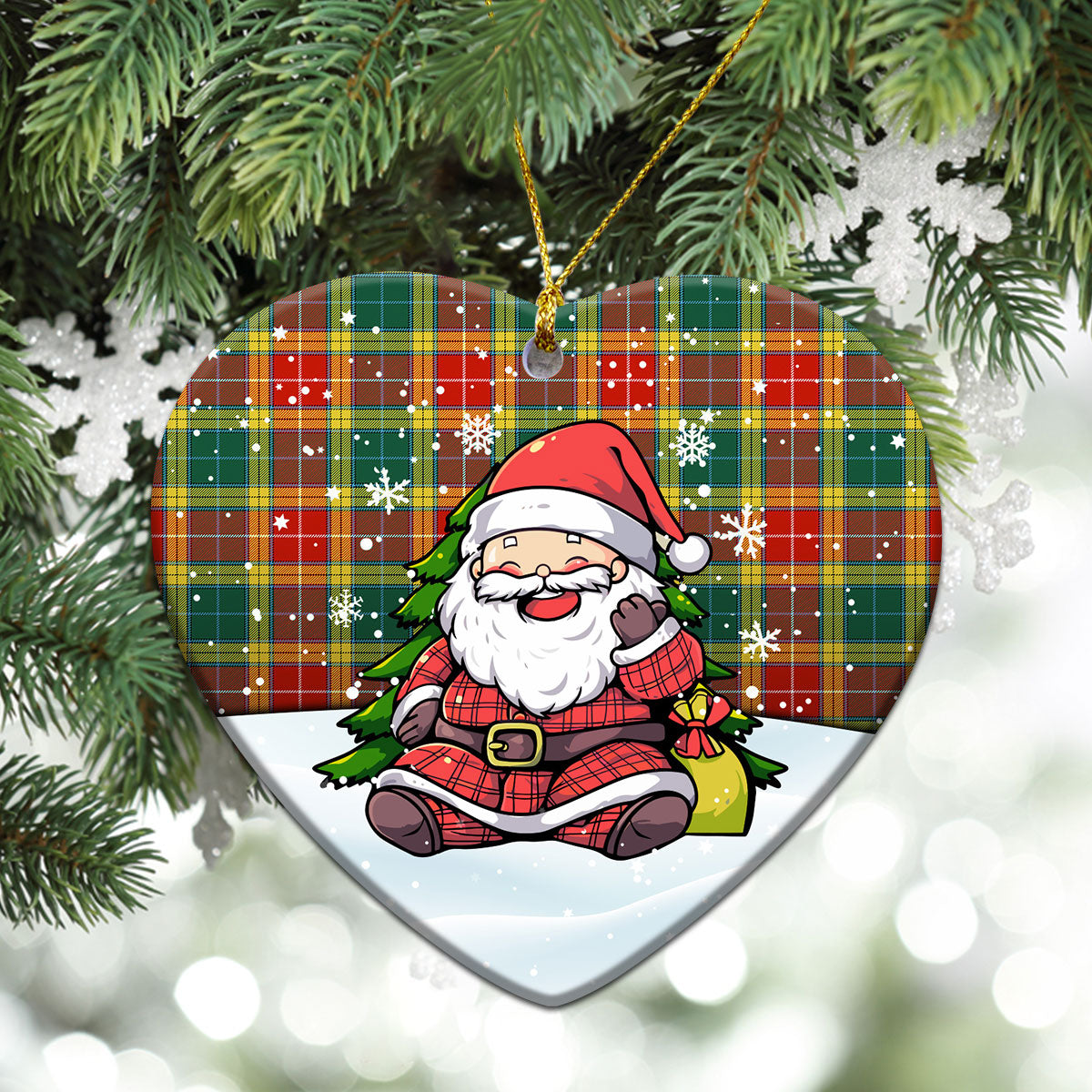 Buchanan Old Sett Tartan Christmas Ceramic Ornament - Scottish Santa Style