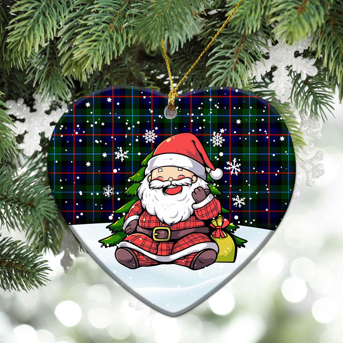 Calder (Calder-Campbell) Tartan Christmas Ceramic Ornament - Scottish Santa Style