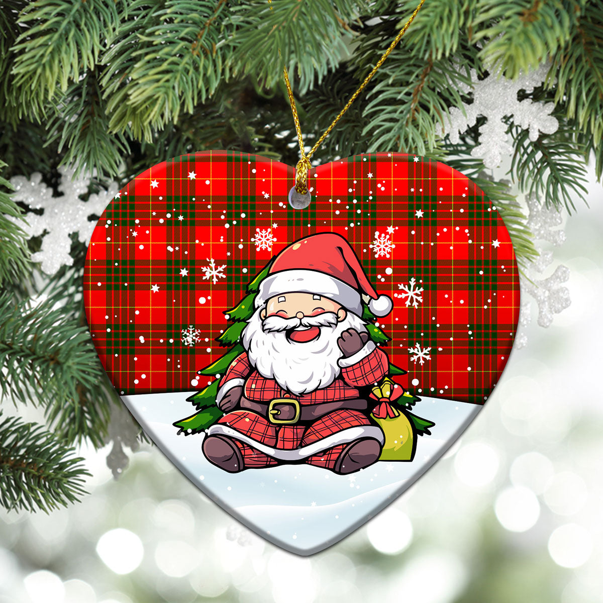 Cameron Modern Tartan Christmas Ceramic Ornament - Scottish Santa Style