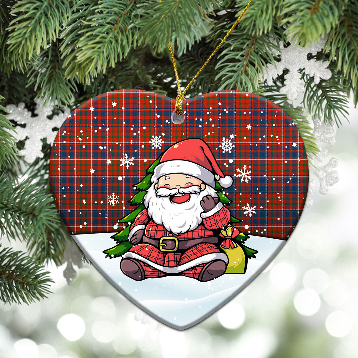 Cameron of Lochiel Ancient Tartan Christmas Ceramic Ornament - Scottish Santa Style