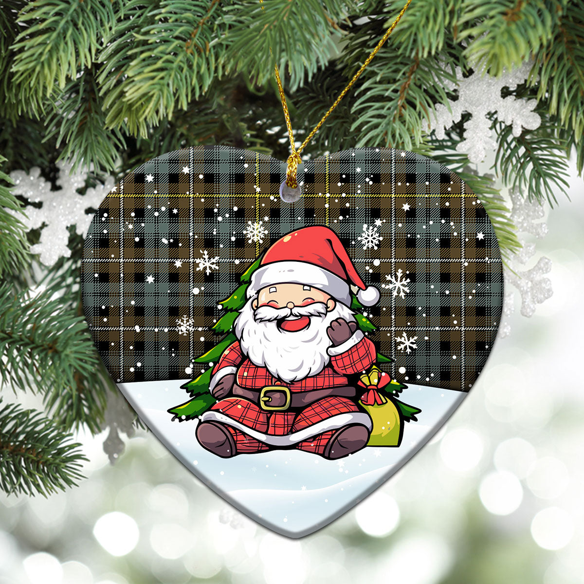 Campbell Argyll Weathered Tartan Christmas Ceramic Ornament - Scottish Santa Style