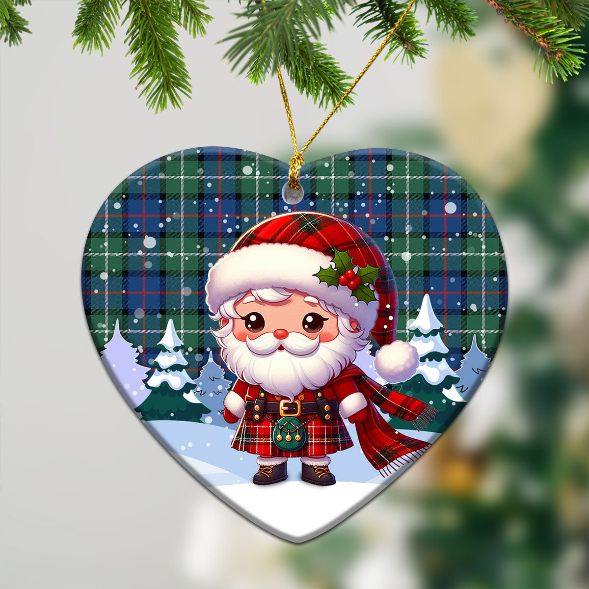 Davidson of Tulloch Tartan Christmas Ceramic Ornament - Santa Claus In Kilt Style