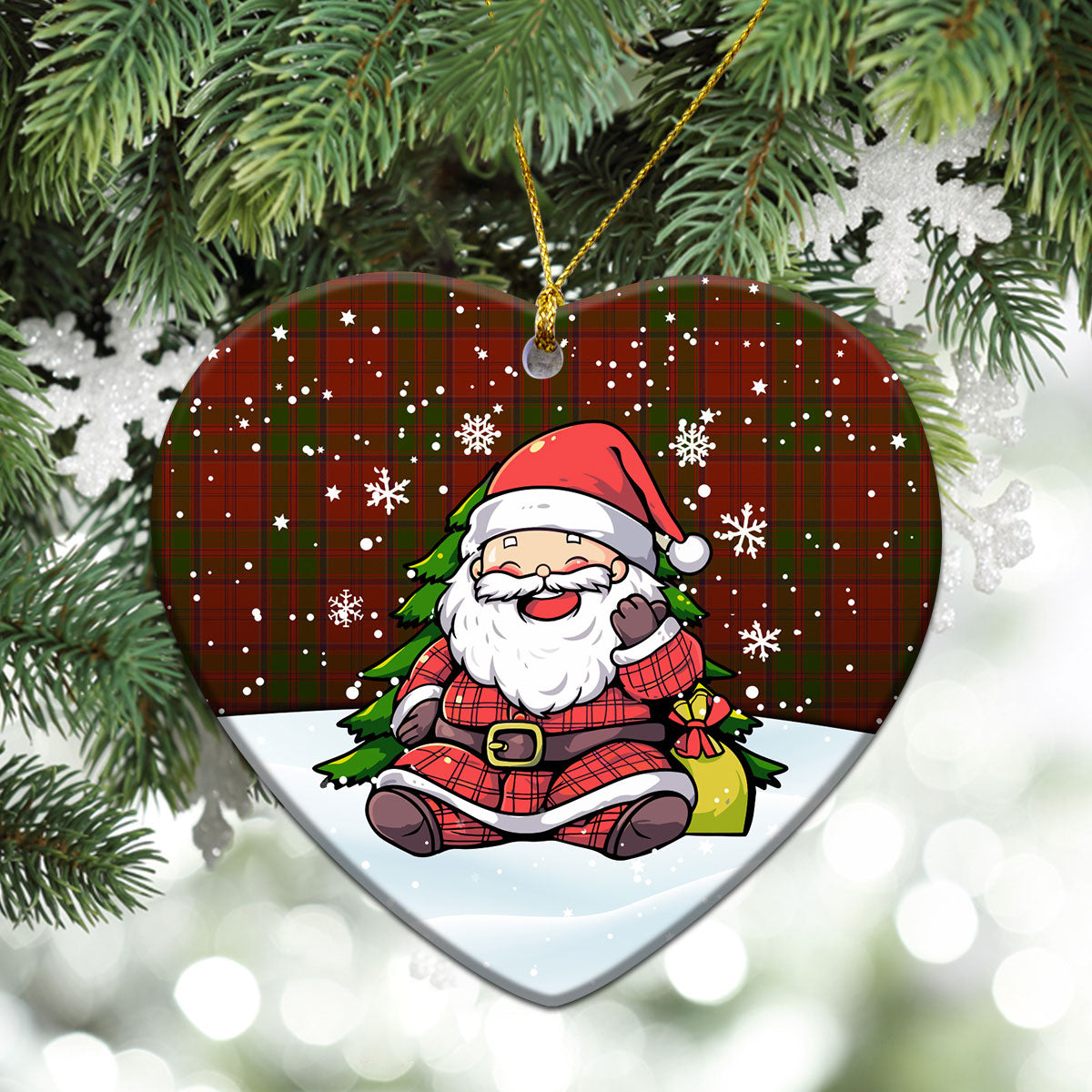 Drummond Clan Tartan Christmas Ceramic Ornament - Scottish Santa Style