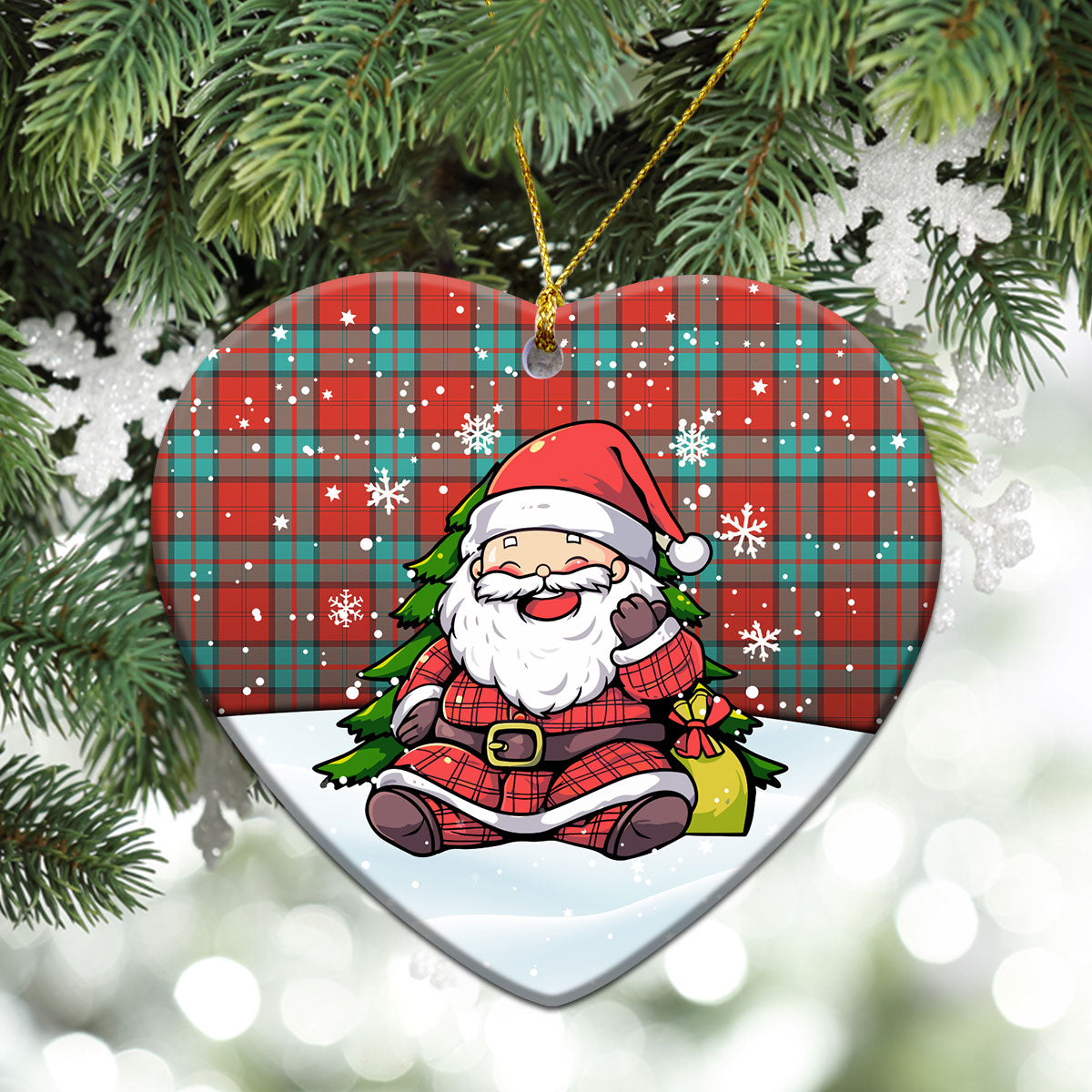 Dunbar Ancient Tartan Christmas Ceramic Ornament - Scottish Santa Style