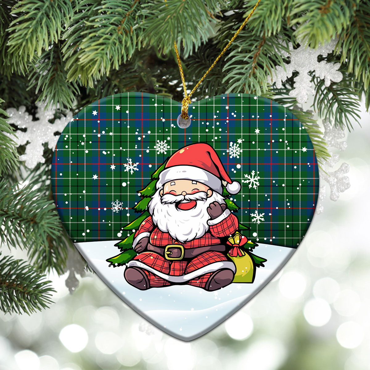 Duncan Ancient Tartan Christmas Ceramic Ornament - Scottish Santa Style