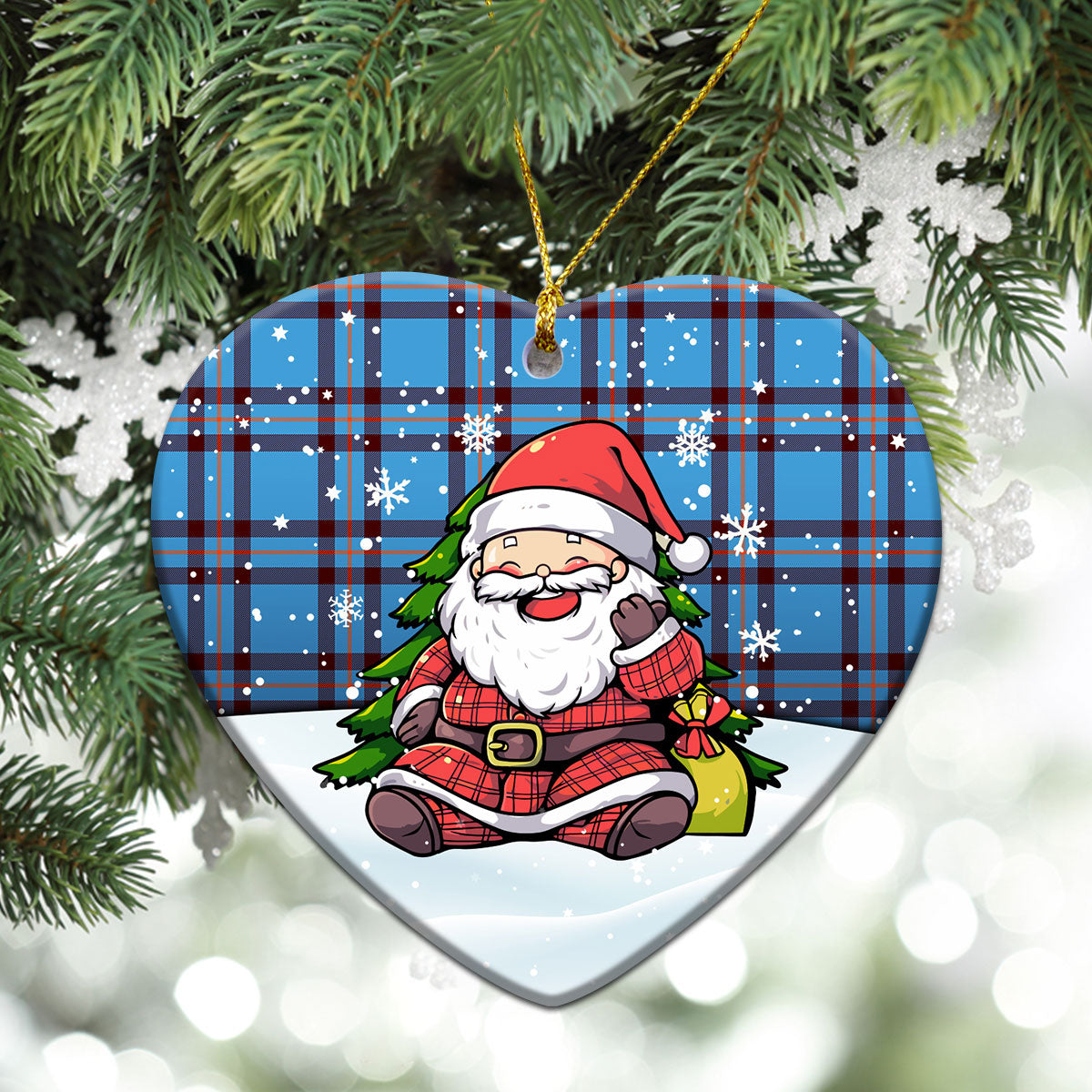 Elliot Ancient Tartan Christmas Ceramic Ornament - Scottish Santa Style