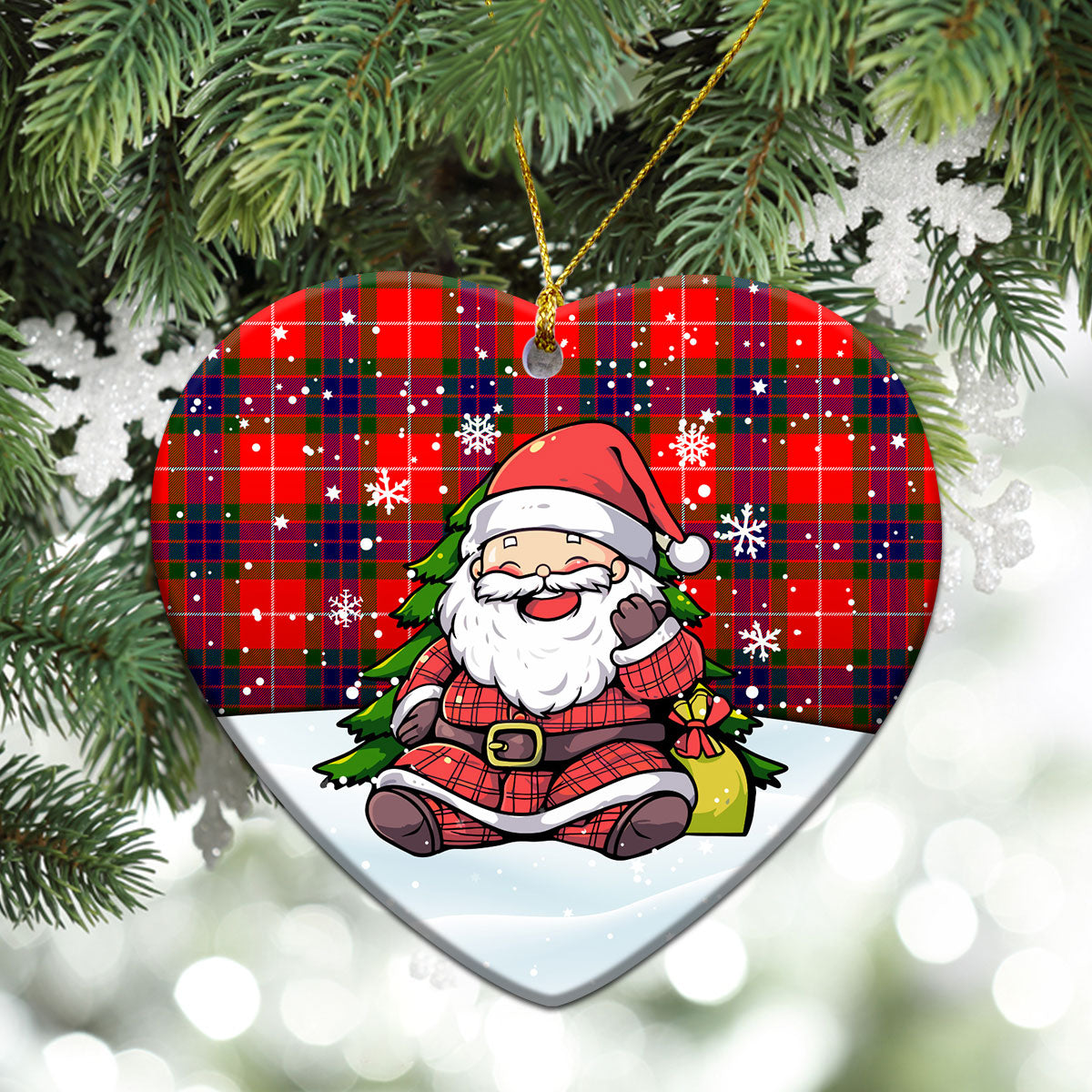 Fraser (of Lovat) Modern Tartan Christmas Ceramic Ornament - Scottish Santa Style