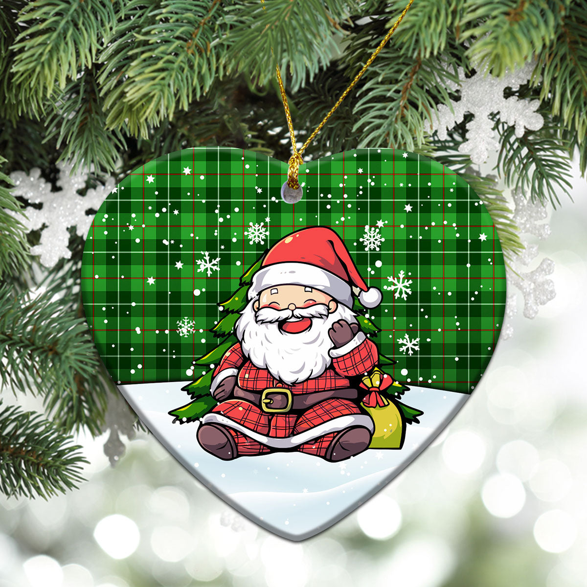 Galloway District Tartan Christmas Ceramic Ornament - Scottish Santa Style