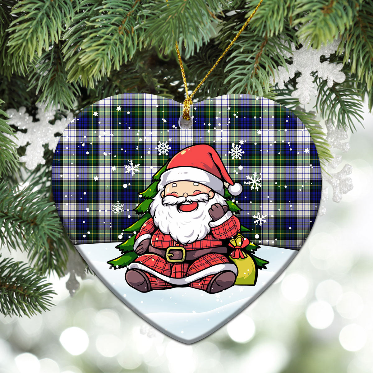 Gordon Dress Modern Tartan Christmas Ceramic Ornament - Scottish Santa Style