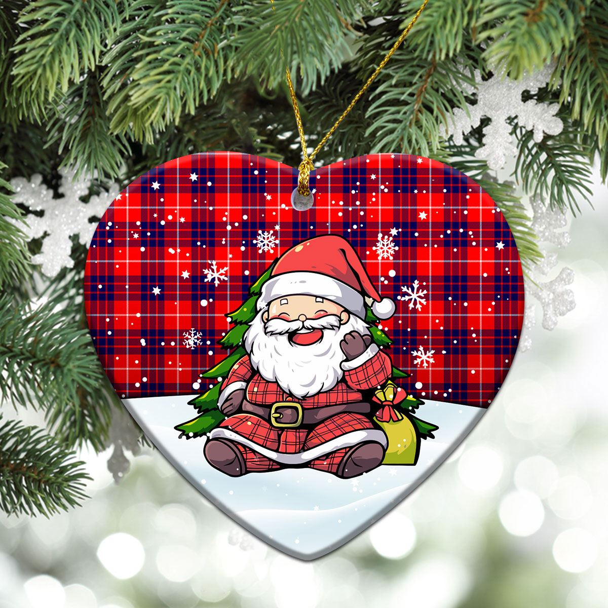 Hamilton Modern Tartan Christmas Ceramic Ornament - Scottish Santa Style