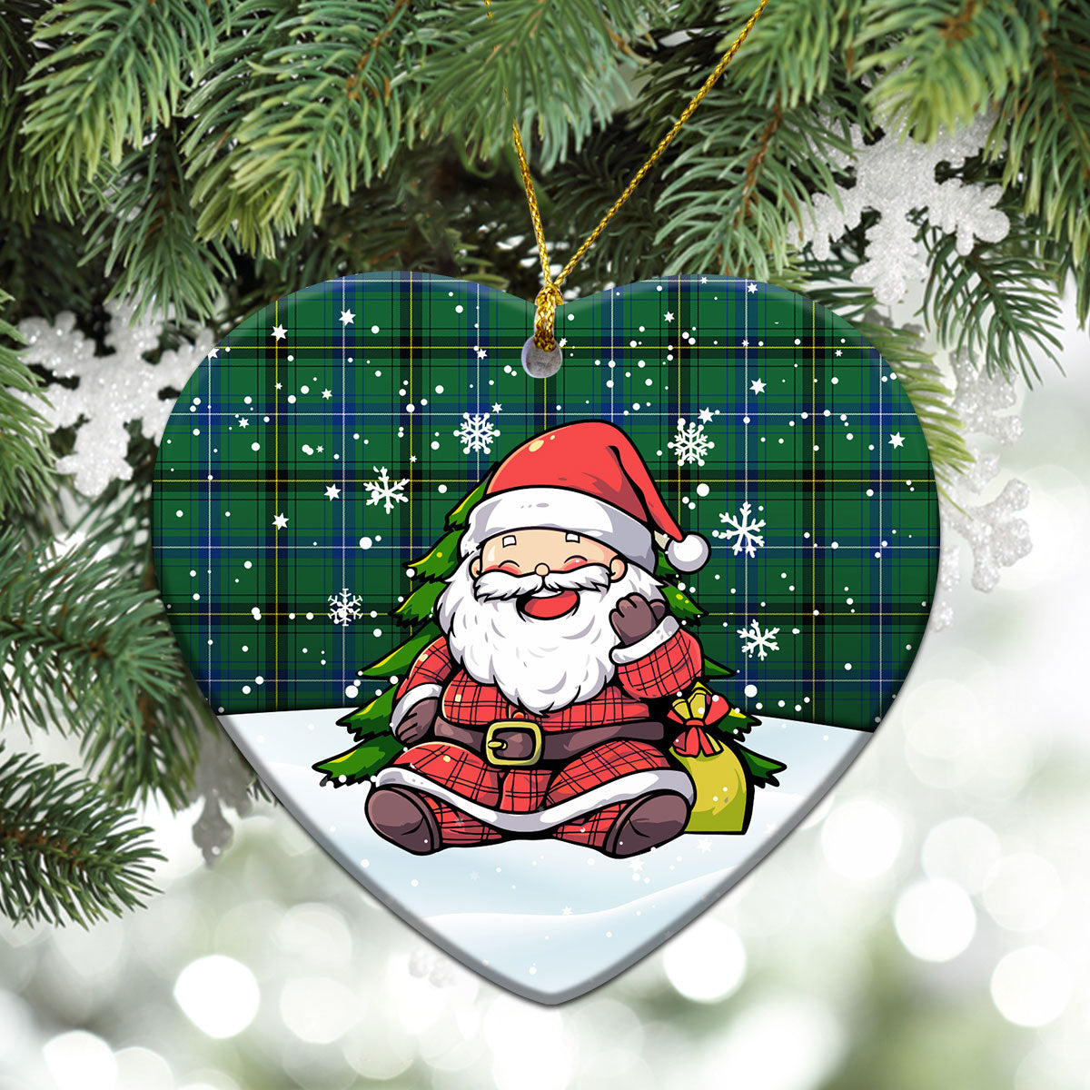 Henderson Ancient Tartan Christmas Ceramic Ornament - Scottish Santa Style